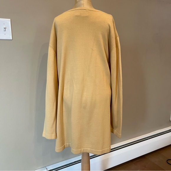 VTG Knit Sweater Set Pencil Long Skirt Tunic Button Up Scoop Neck Sz M Wheat Tan - Picture 9 of 12